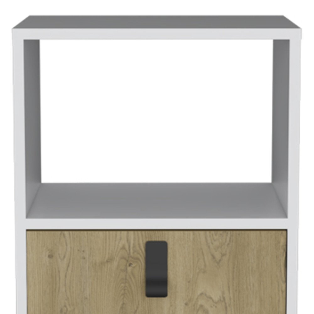 22" White One Drawer Faux Wood Nightstand