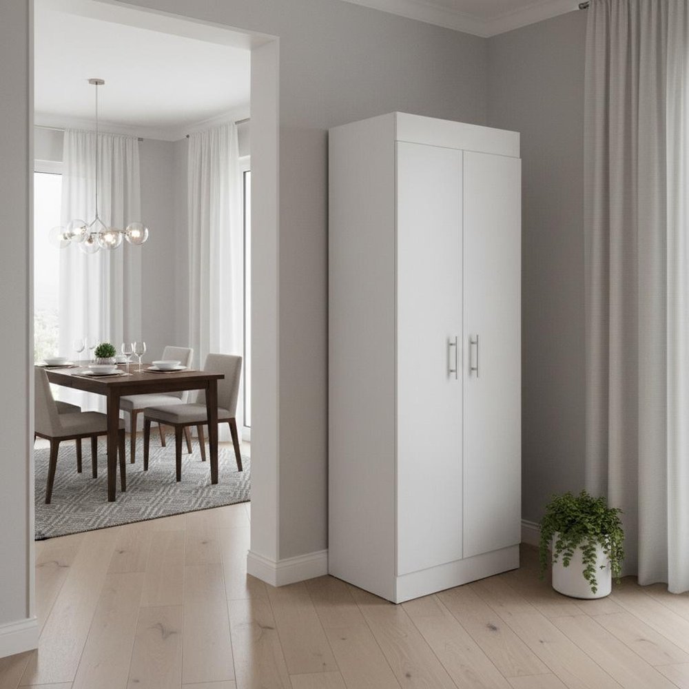 67" White Wood Pantry Or Storage Closet