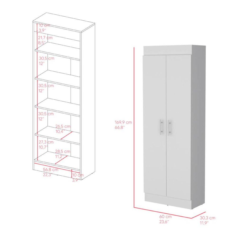 67" White Wood Pantry Or Storage Closet