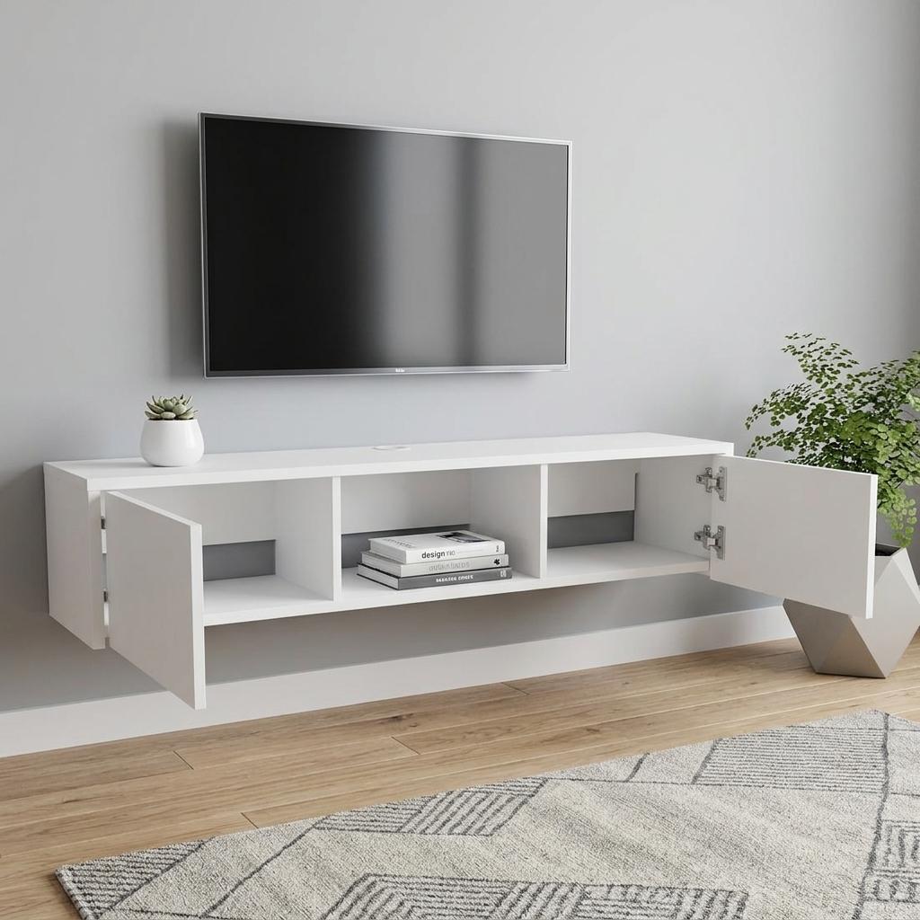 49" White Floating Mount TV Stand