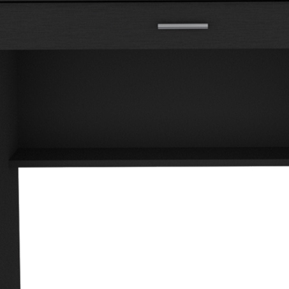 32" Black Wood Computer Desk With Drawer