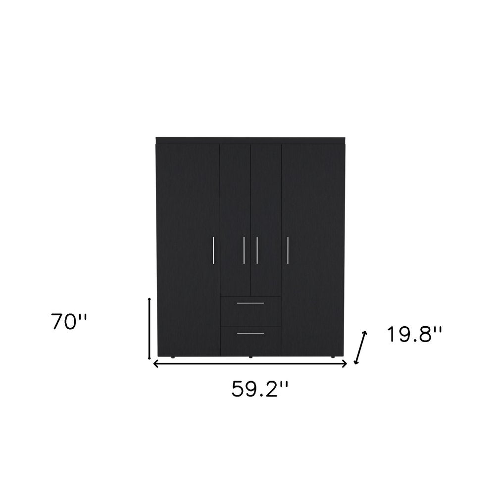 70" White Wood Four Door Two Drawer Combo Dresser