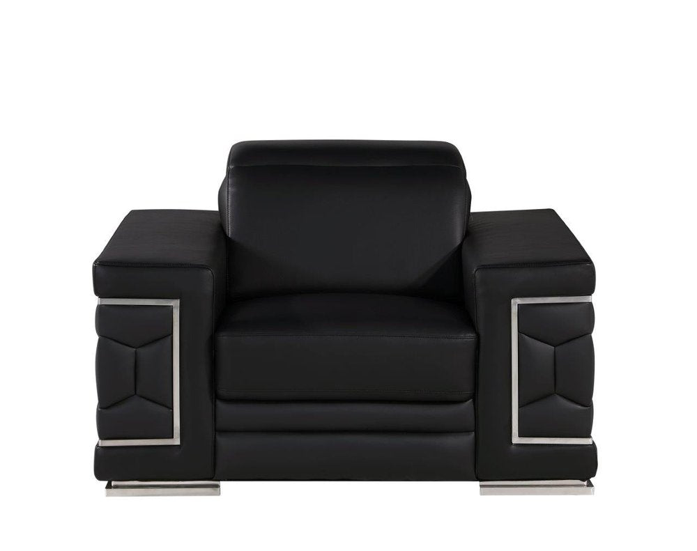 47" Beige and Silver Genuine Leather Club Chair