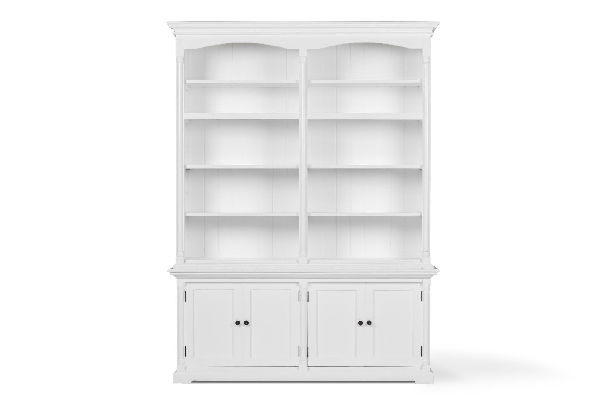 65" White Solid Wood Frame Dining Hutch With Fourteen Shelves