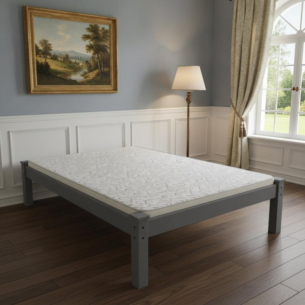 Gray Solid Wood Twin Bed Frame