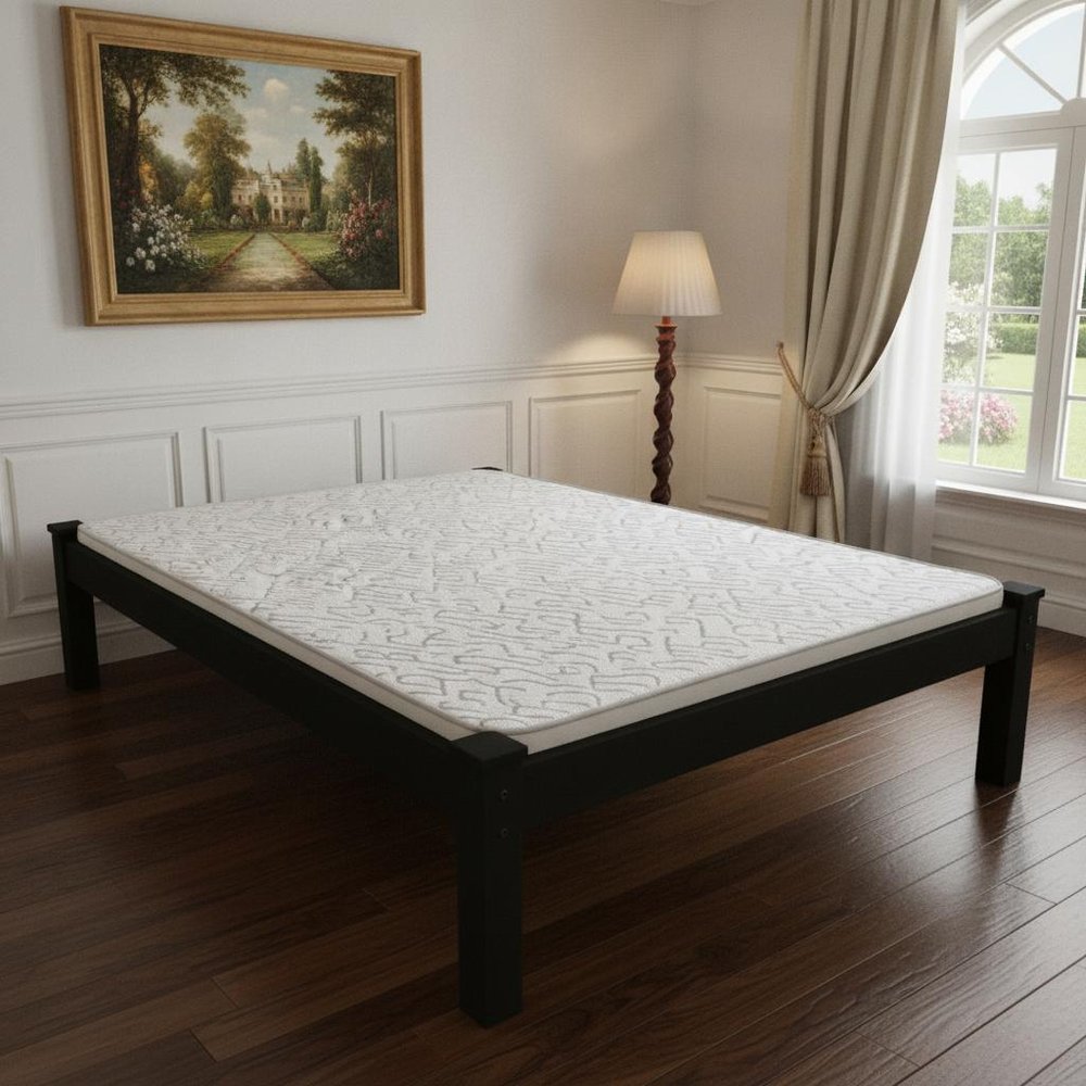 Black Solid Wood Full Bed Frame