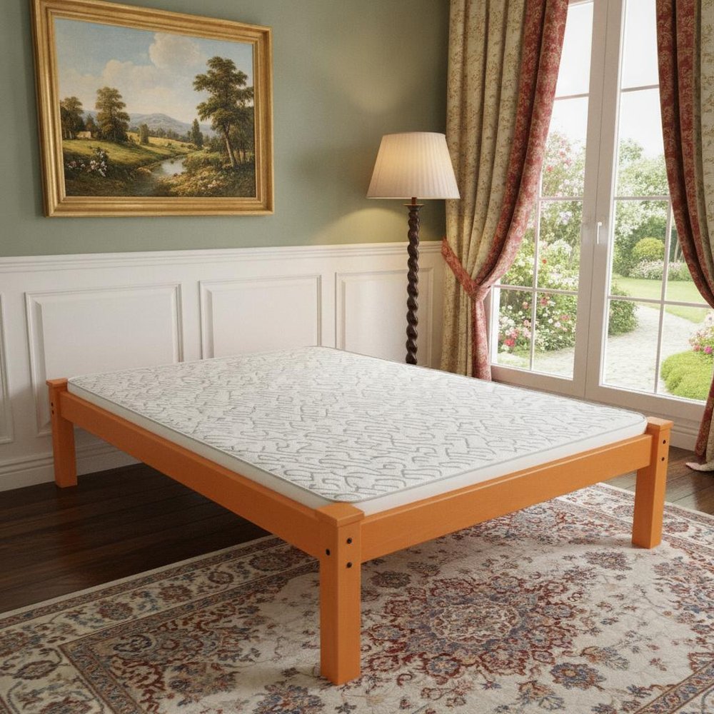 Yellow Solid Wood Full Bed Frame