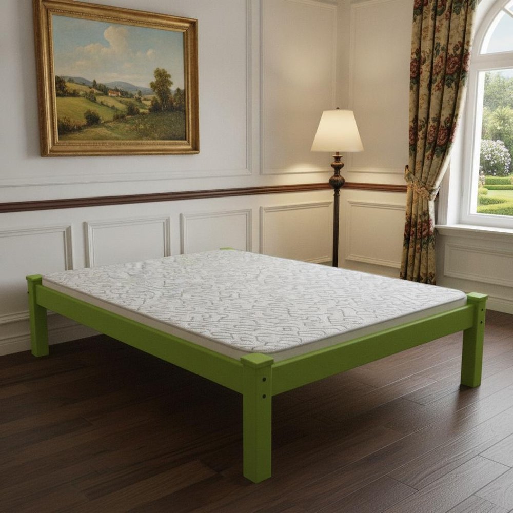 Lime Green Solid Wood Full Bed Frame