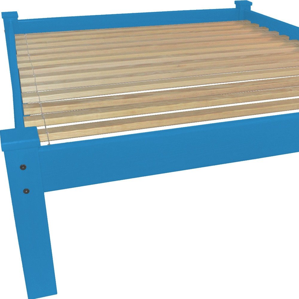 Caribbean Blue Solid Wood Queen Bed Frame