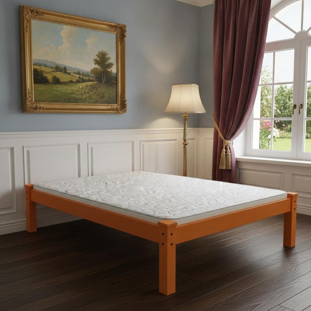 Yellow Solid Wood Queen Bed Frame