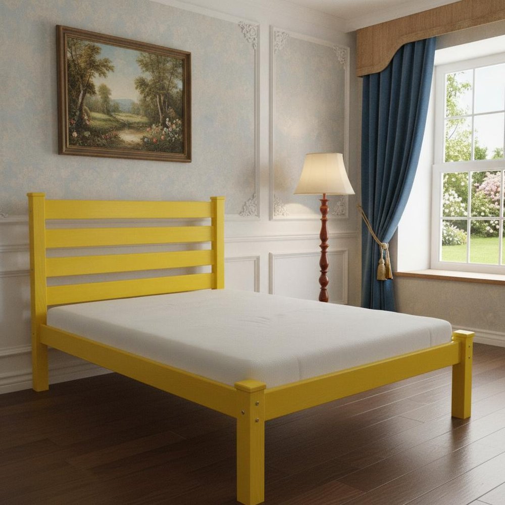 Canary Yellow Solid Wood Twin Bed Frame
