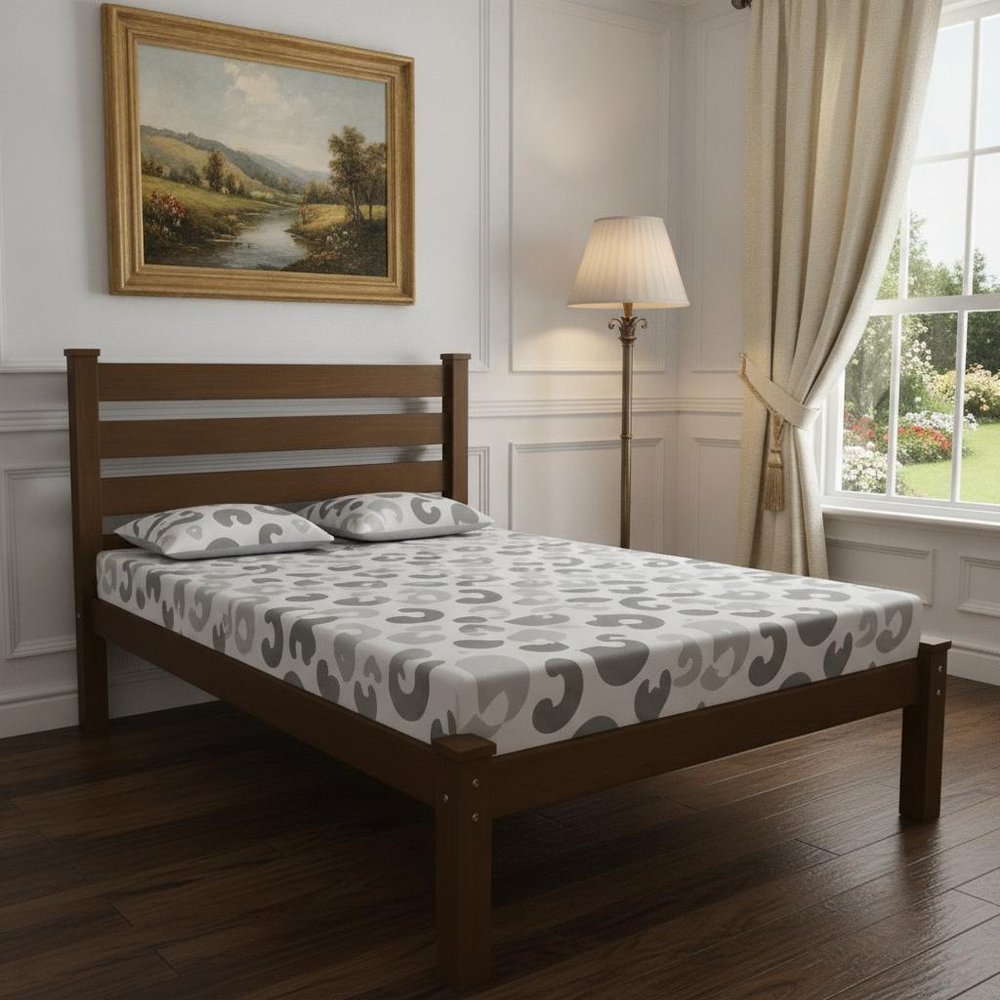 Coffee Solid Wood Twin Bed Frame