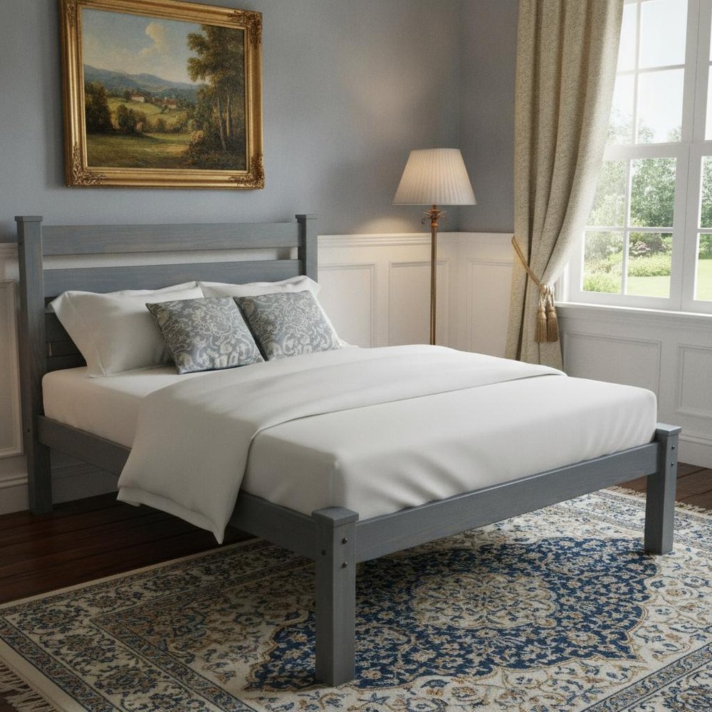 Gray Solid Wood Twin Bed Frame