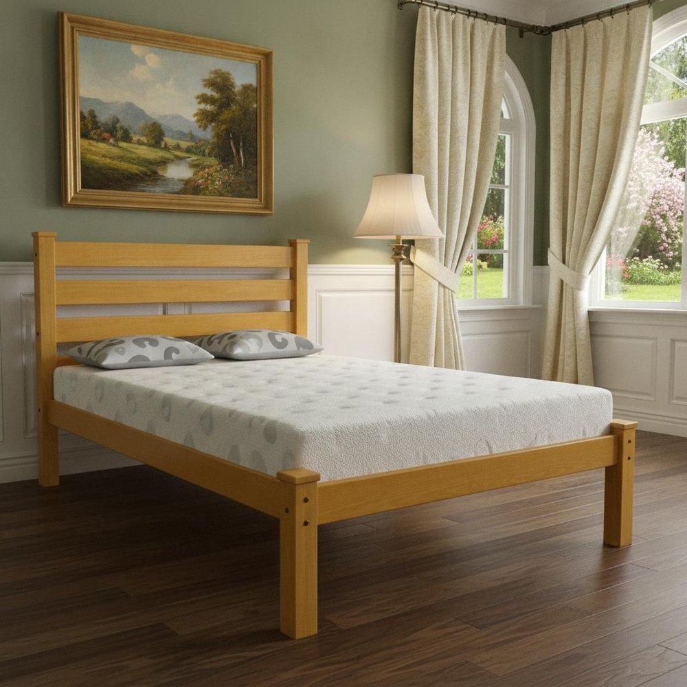 Yellow Solid Wood Twin Bed Frame