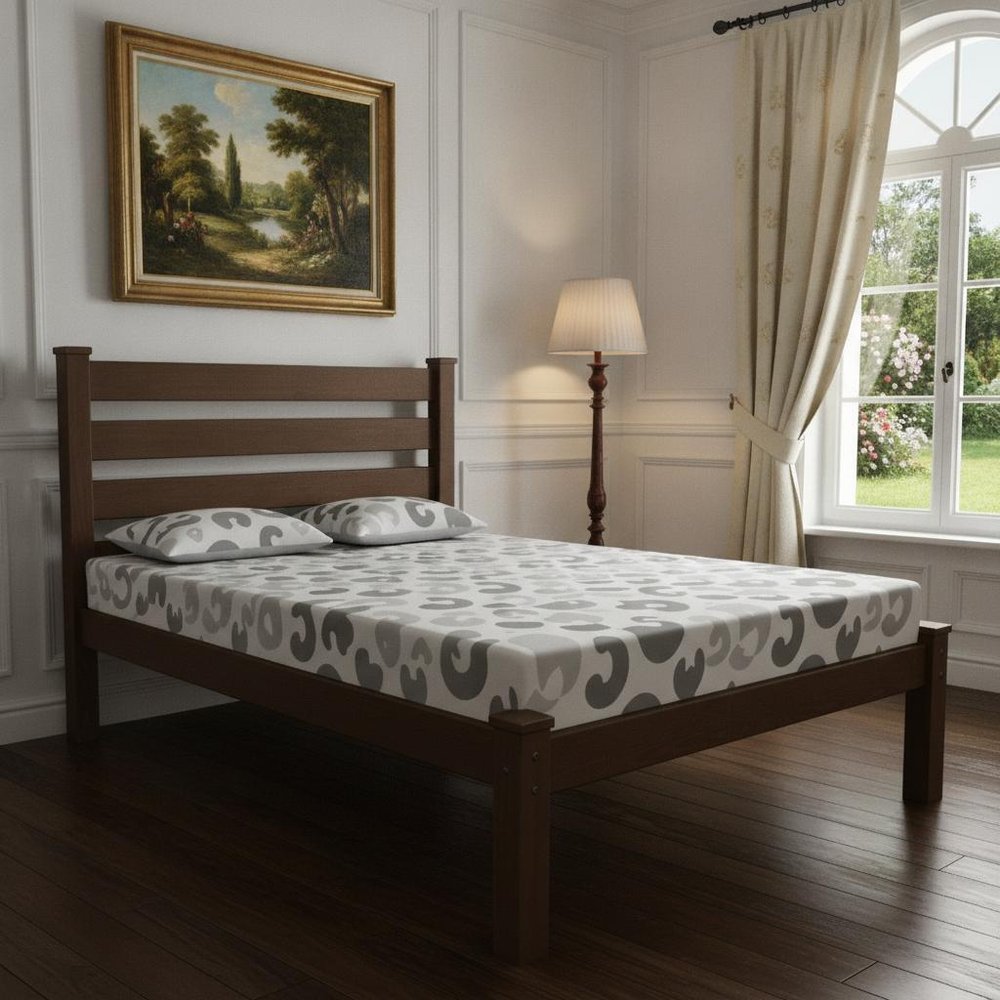 Brown Solid Wood Full Bed Frame