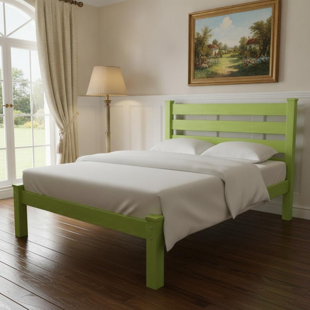 Lime Green Solid Wood Full Bed Frame