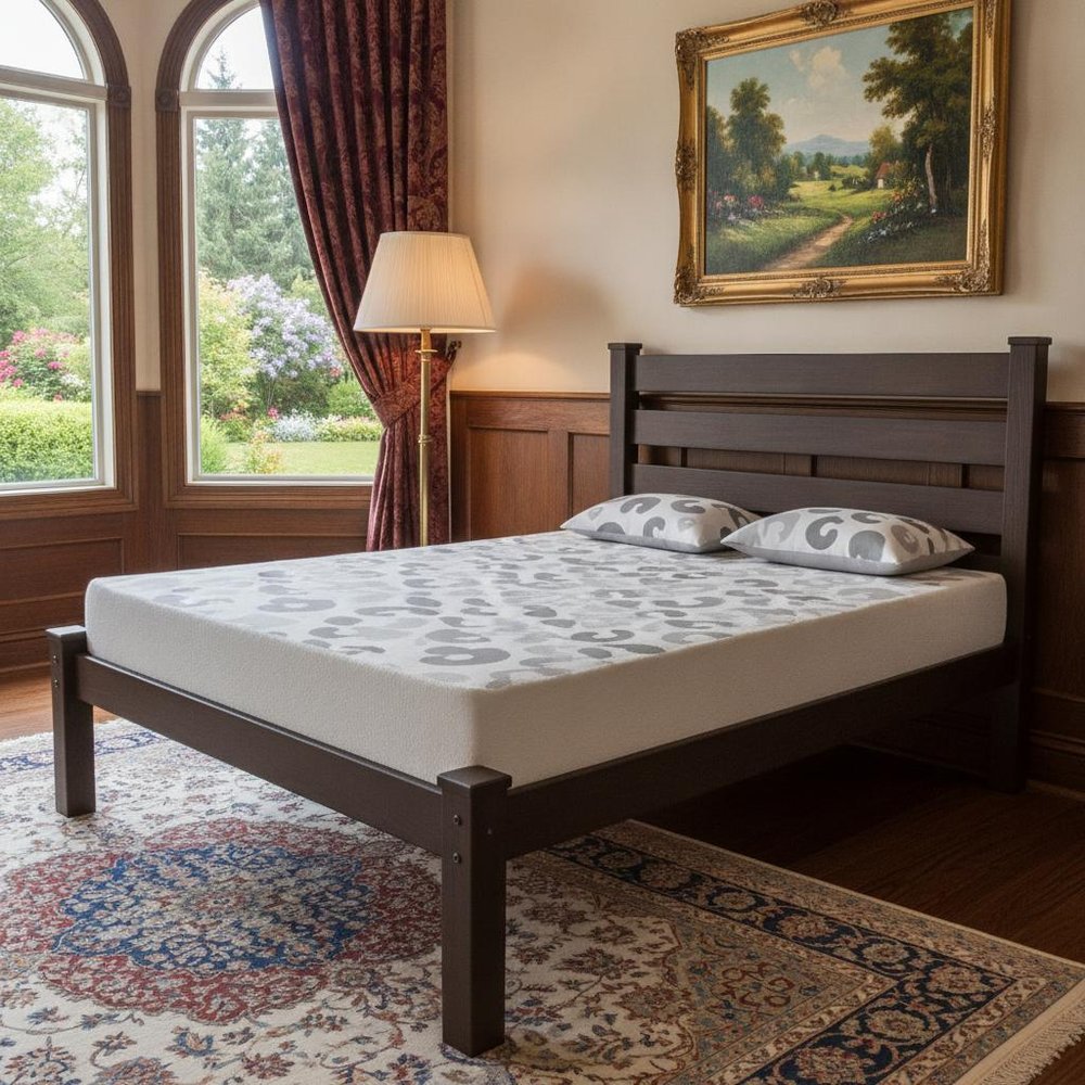 Dark Brown Solid Wood Full Bed Frame