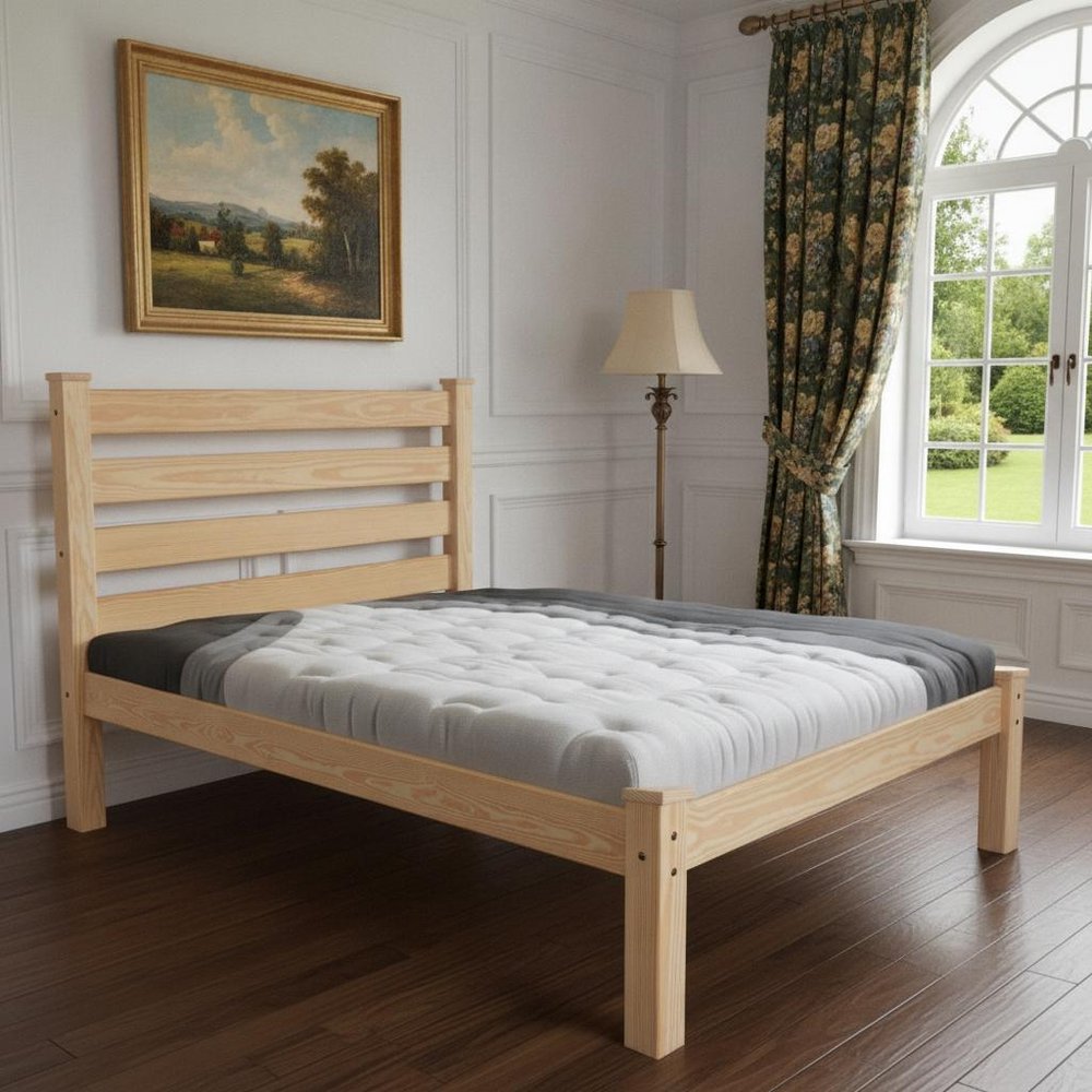 Natural Solid Wood Full Bed Frame