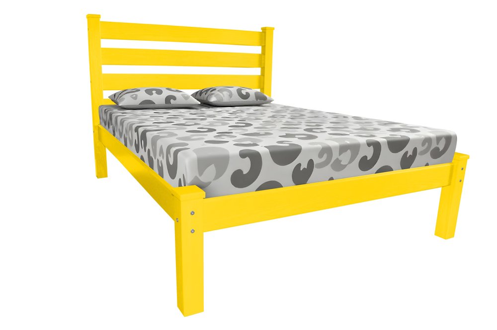 Canary Yellow Solid Wood Queen Bed Frame