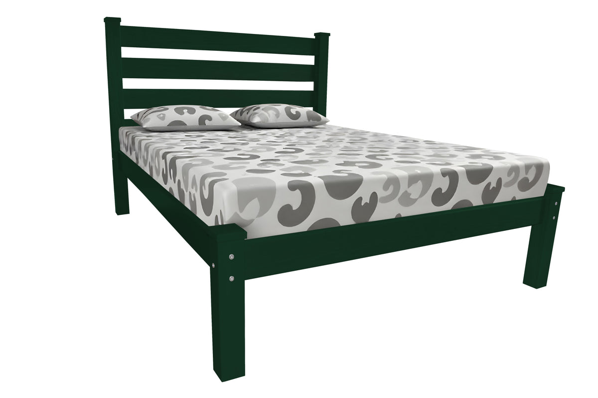 Dark Green Solid Wood Queen Bed Frame