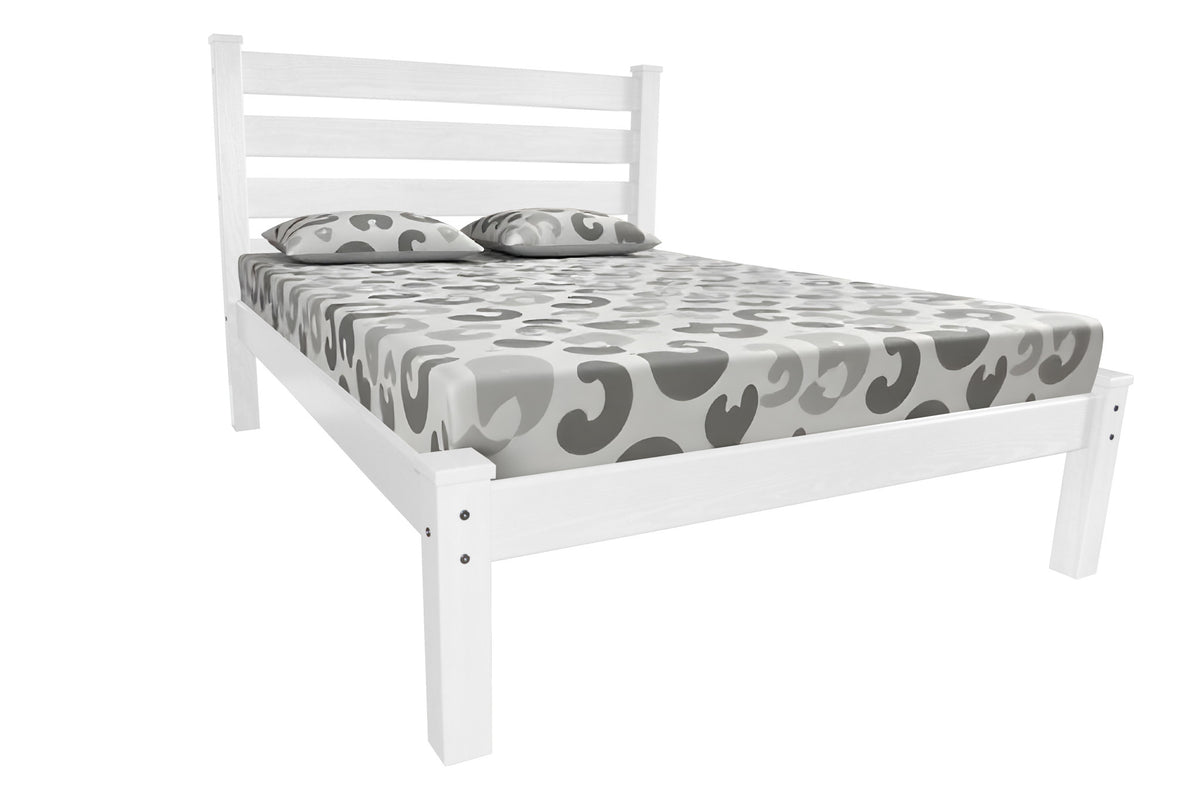 White Solid Wood Queen Bed Frame
