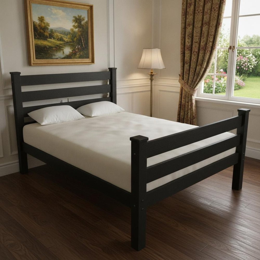 Black Solid Wood Twin Bed Frame