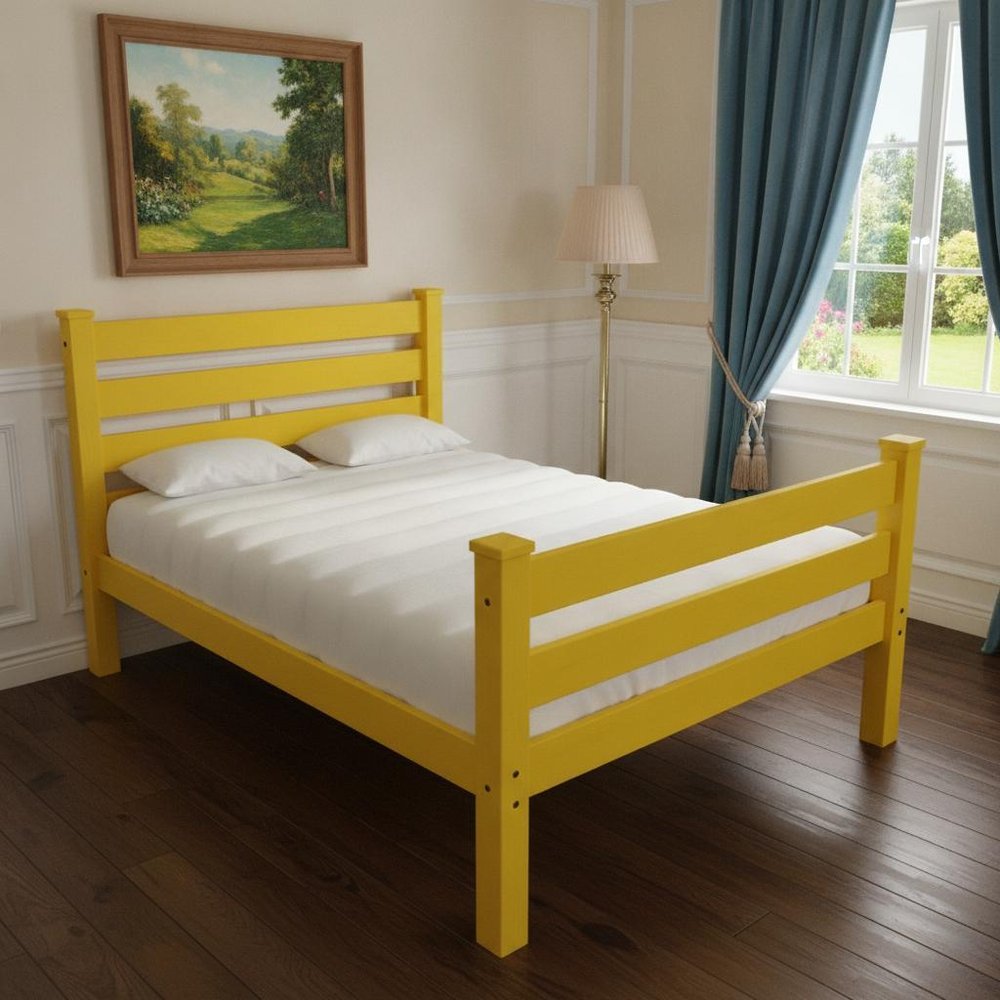Canary Yellow Solid Wood Twin Bed Frame