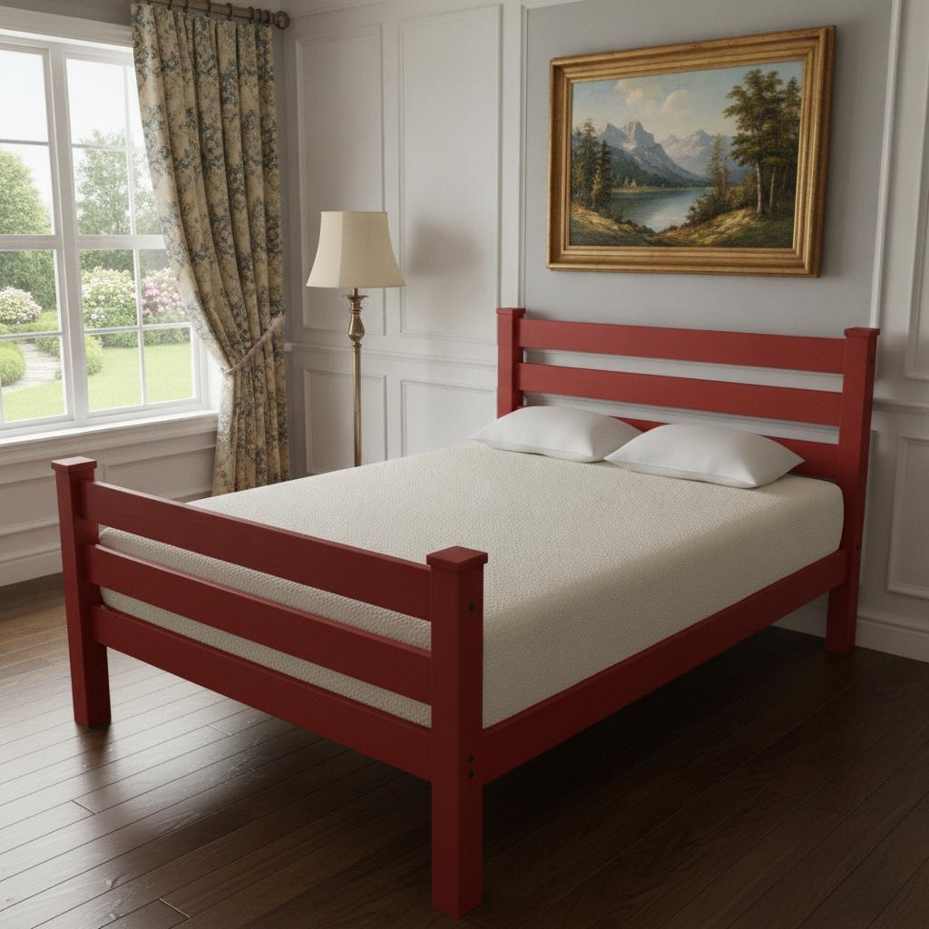 Red Solid Wood Twin Bed Frame