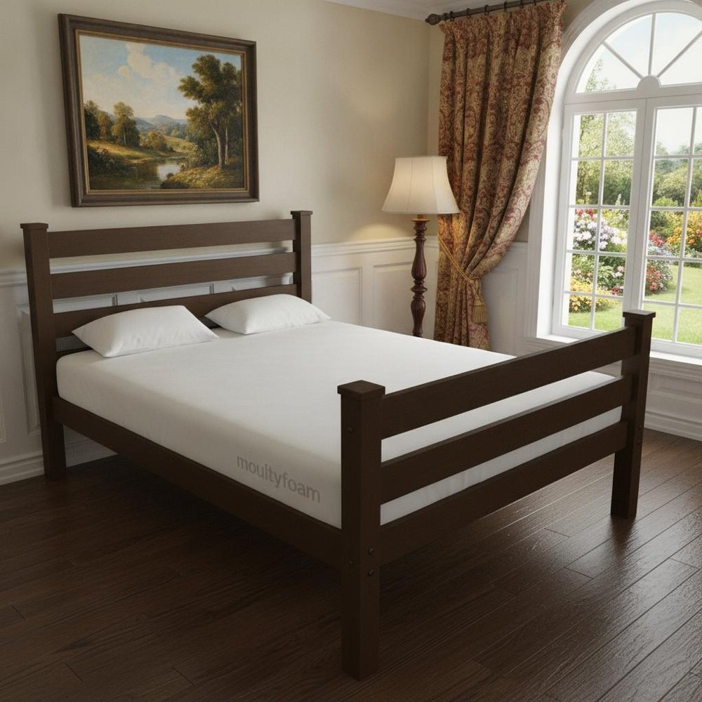 Coffee Solid Wood Full Bed Frame