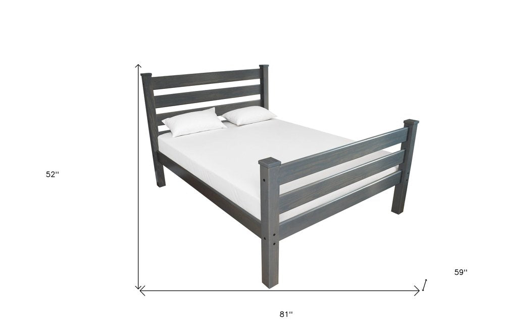 Gray Solid Wood Full Bed Frame