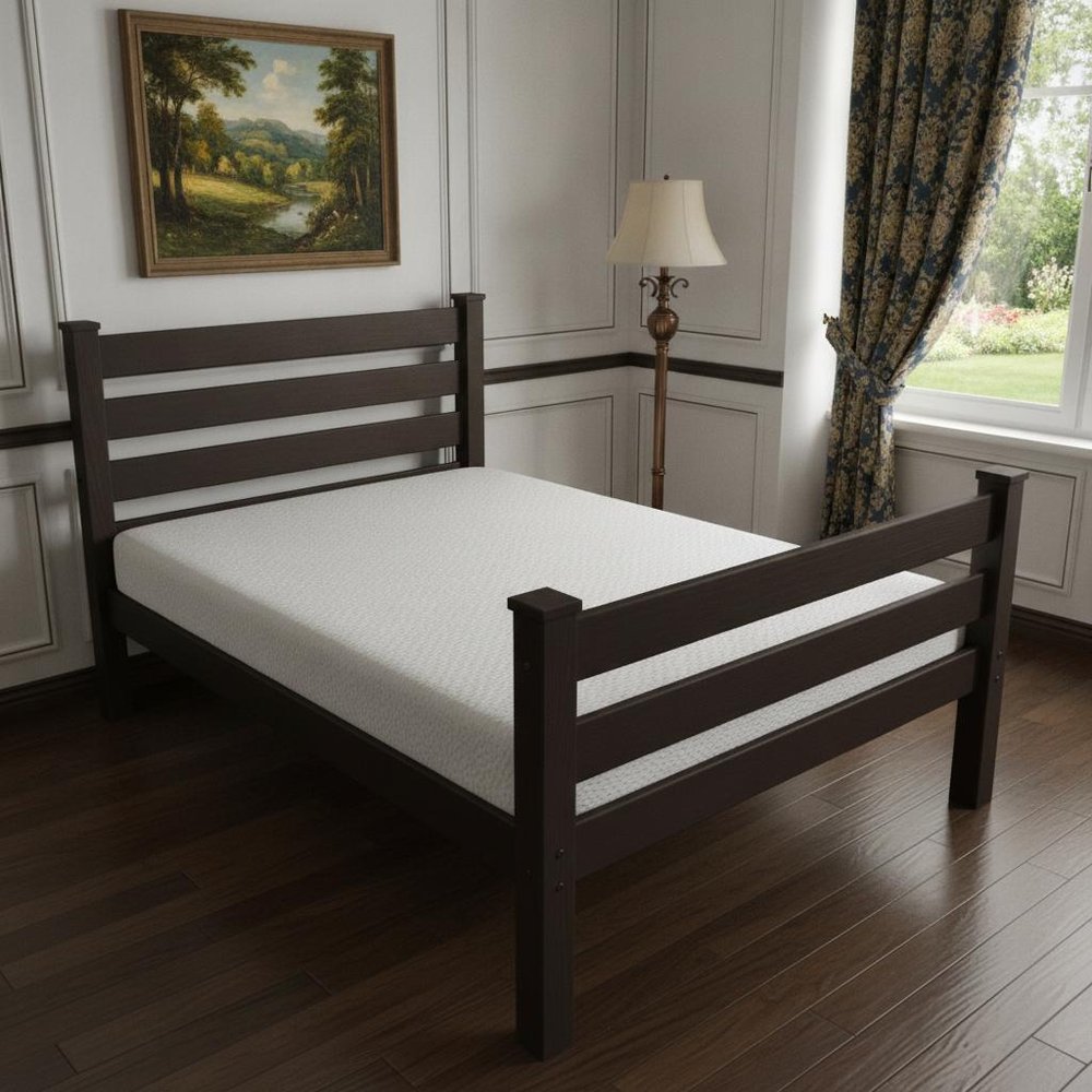 Brown Solid Wood Full Bed Frame