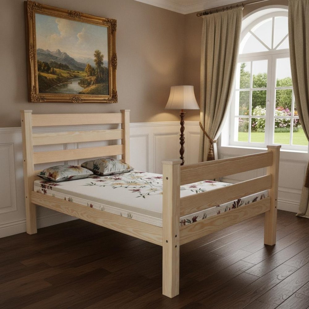 Natural Solid Wood Full Bed Frame
