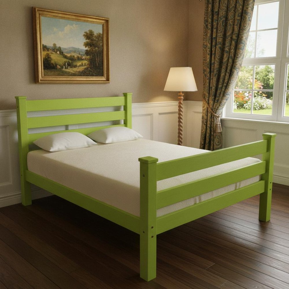 Lime Green Solid Wood Queen Bed Frame