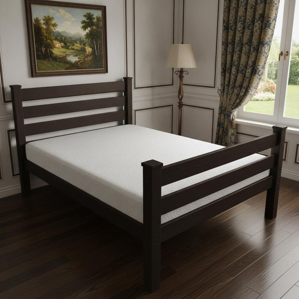 Brown Solid Wood Queen Bed Frame