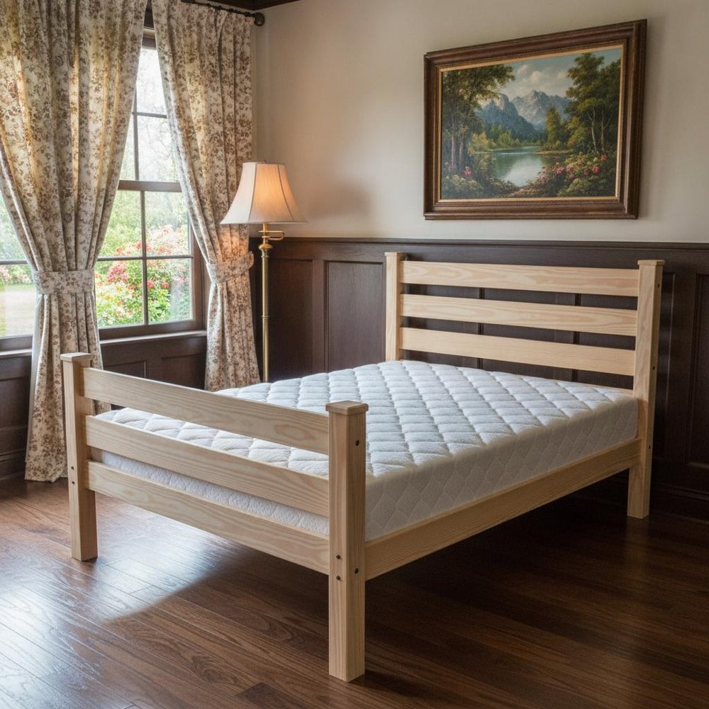 Natural Solid Wood Queen Bed Frame