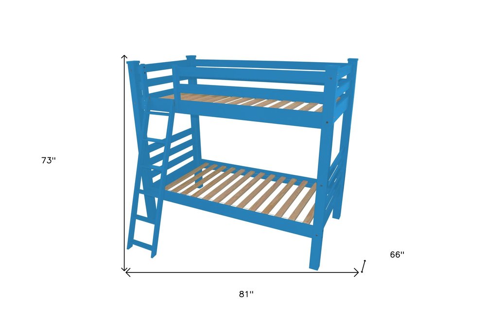 Blue Twin Solid Wood Bunk Bed