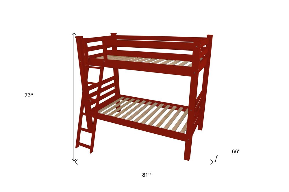 Red Twin Solid Wood Bunk Bed