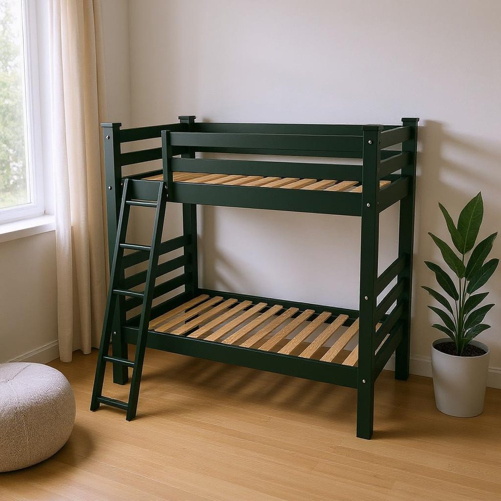 Green Full Solid Wood Bunk Bed