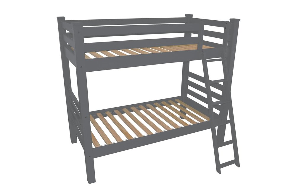 Gray Full Solid Wood Bunk Bed