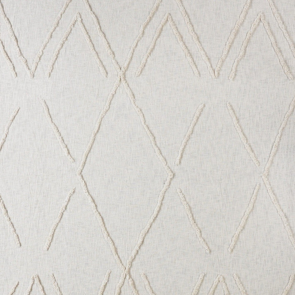 Ivory Geometric Queen Cotton Coverlet