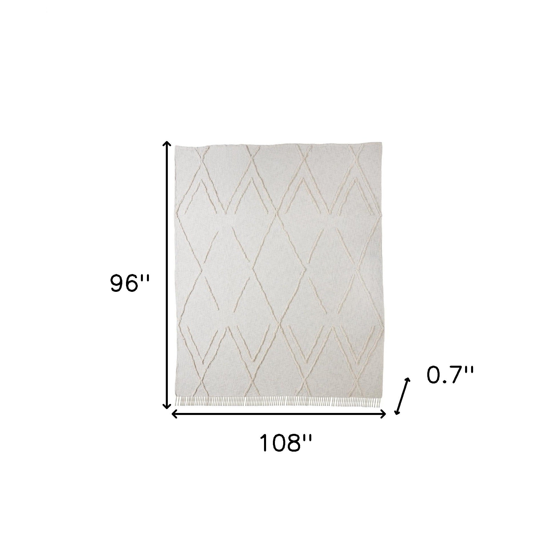 Ivory Geometric Queen Cotton Coverlet