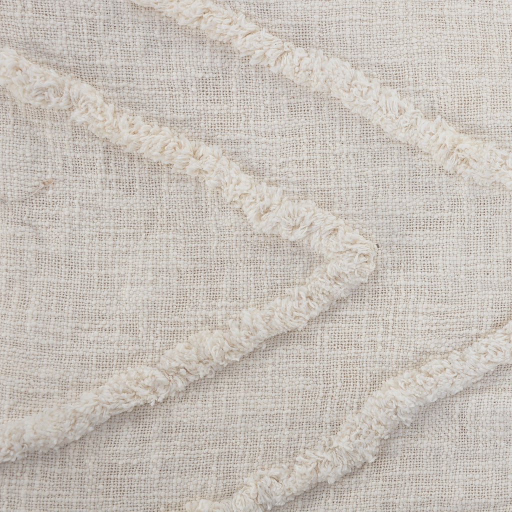 Ivory Geometric Queen Cotton Coverlet