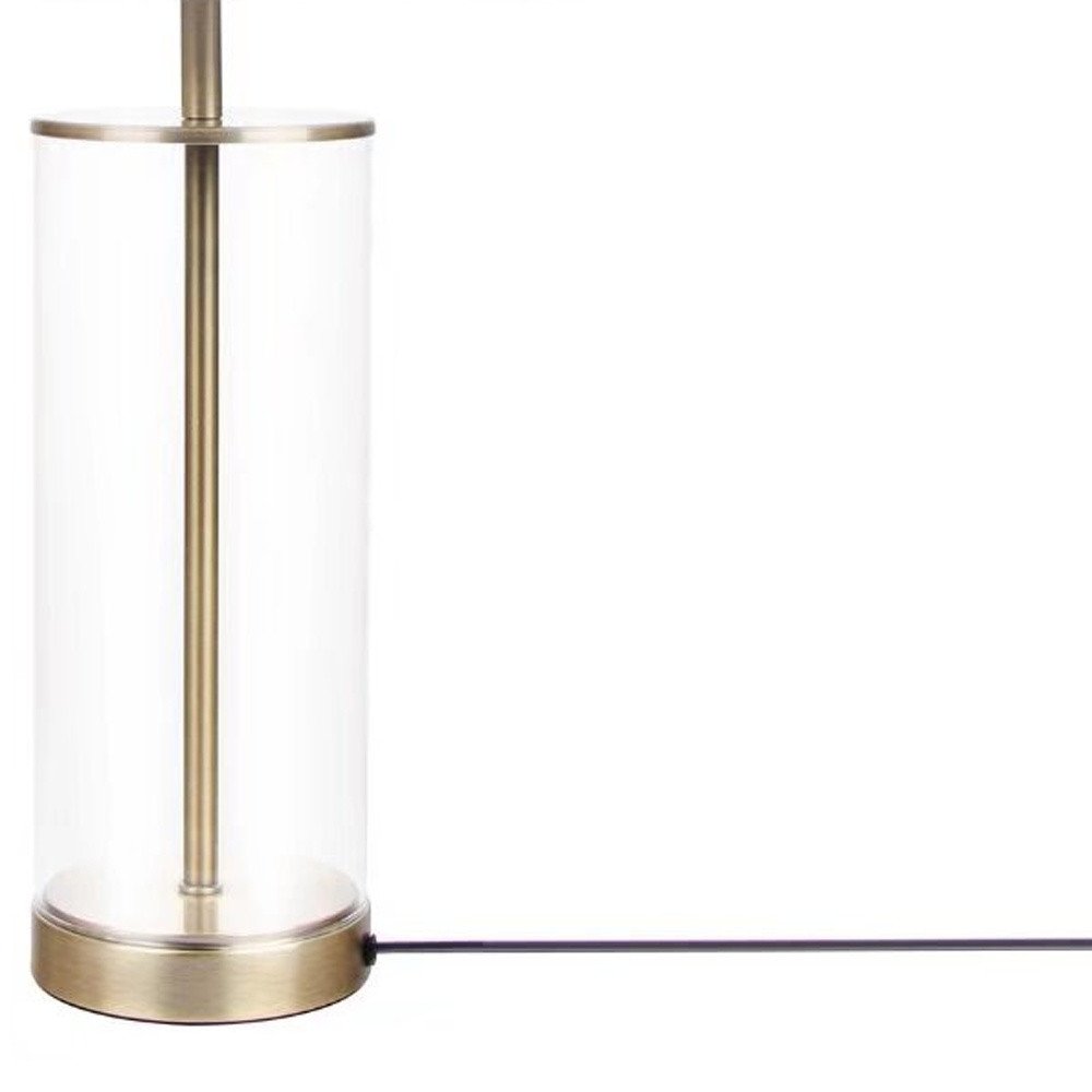 23" Brass And Clear USB Bedside Lamp With Empire Shade