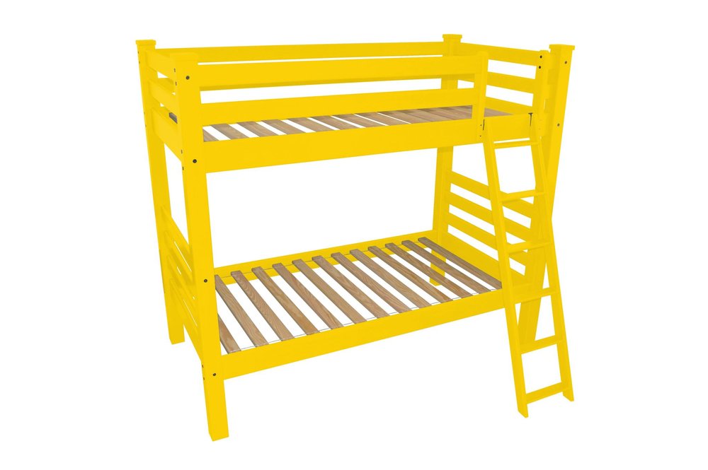 Yellow Queen Solid Wood Bunk Bed