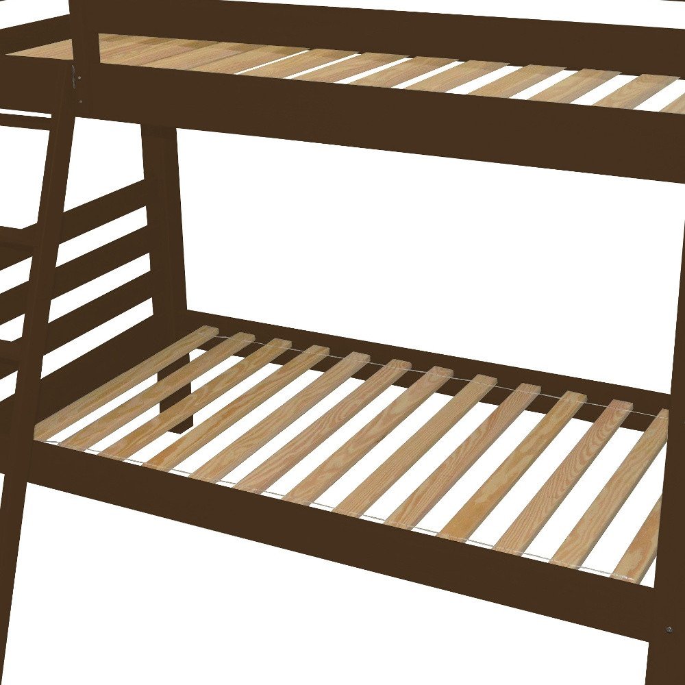 Brown Queen Solid Wood Bunk Bed