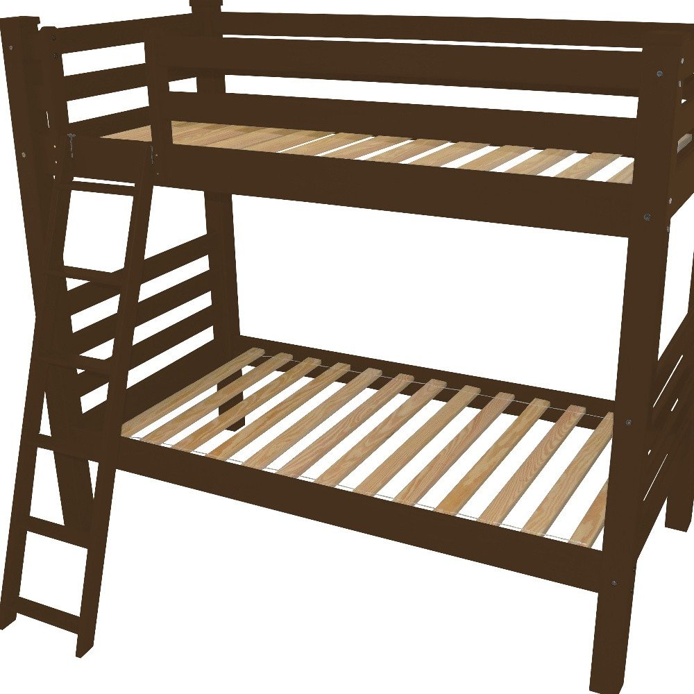 Brown Queen Solid Wood Bunk Bed