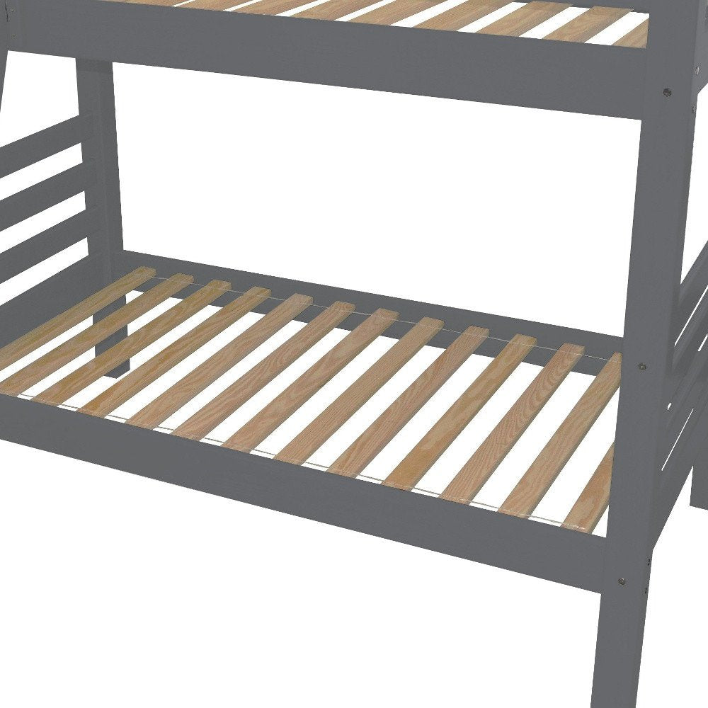 Gray Queen Solid Wood Bunk Bed