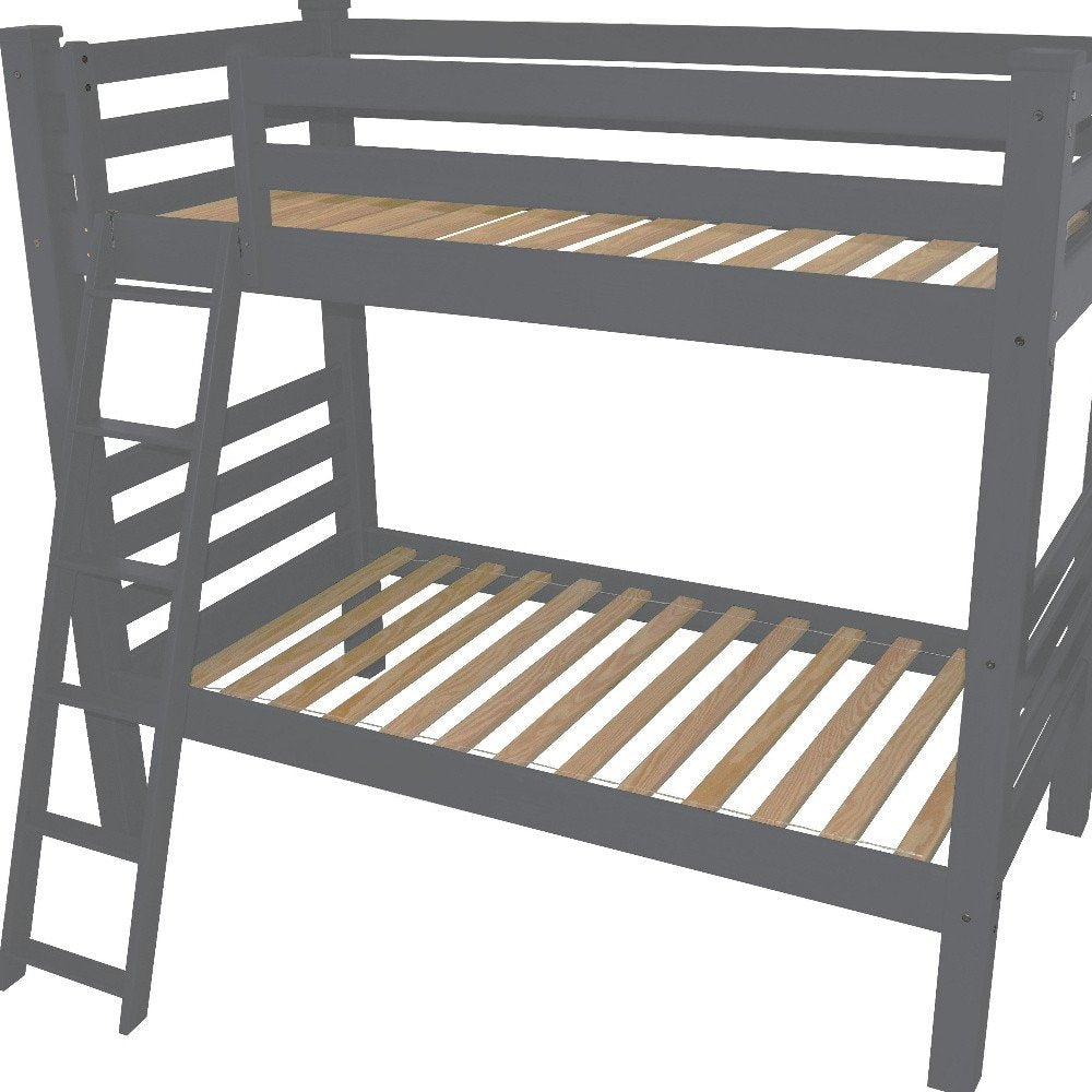 Gray Queen Solid Wood Bunk Bed