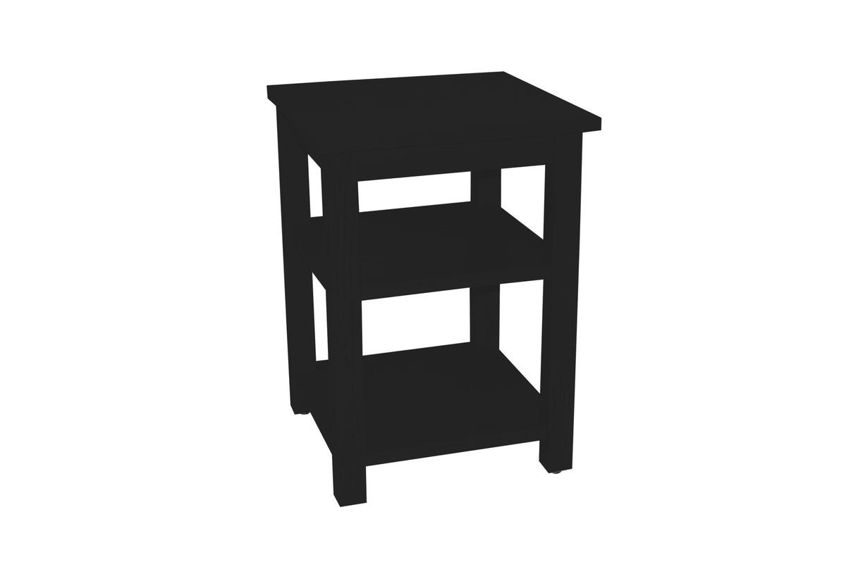 28" Black Solid Wood Nightstand