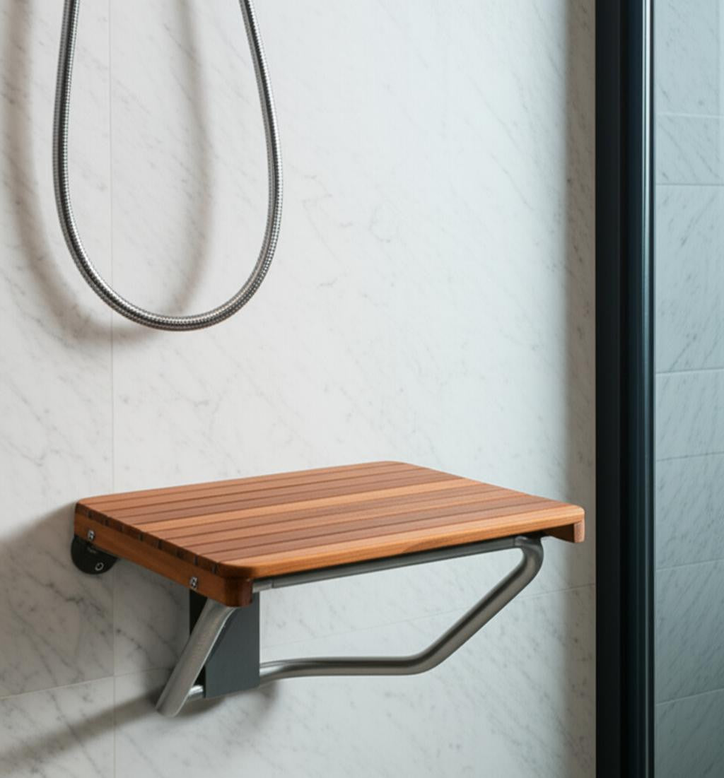 14" X 18" Brown Teak Rectangular Shower Bench